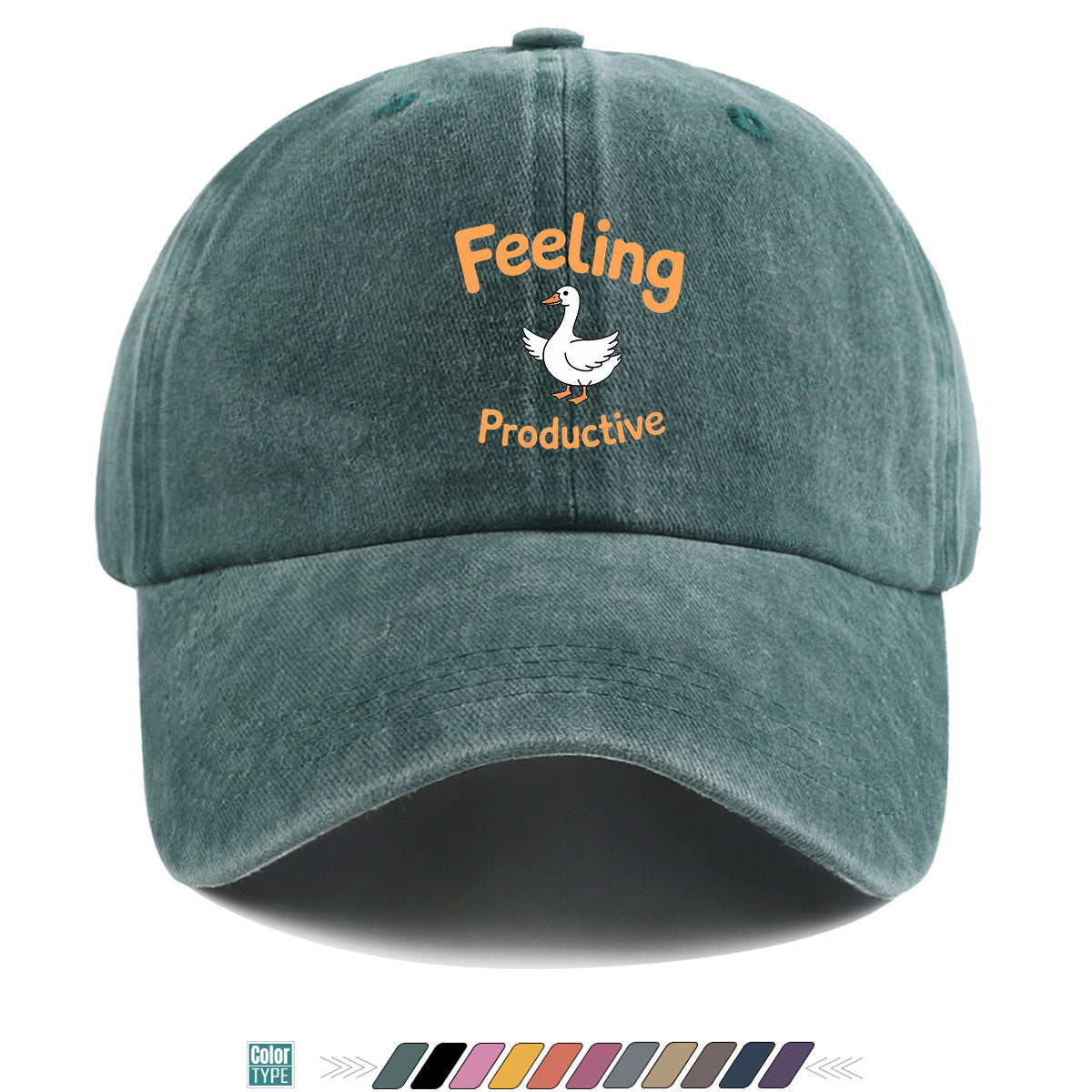 1pc Fun Duck "Feeling Productive" Printed Baseball Cap, Comfortable and Breathable Sun Hat, Stylish, Simple, and Beautiful, Unisex Adjustable Baseball Cap, Trucker Hat, Beach Vacation Hat, Suitable for Outdoor Fishing, Hunting, Vacations