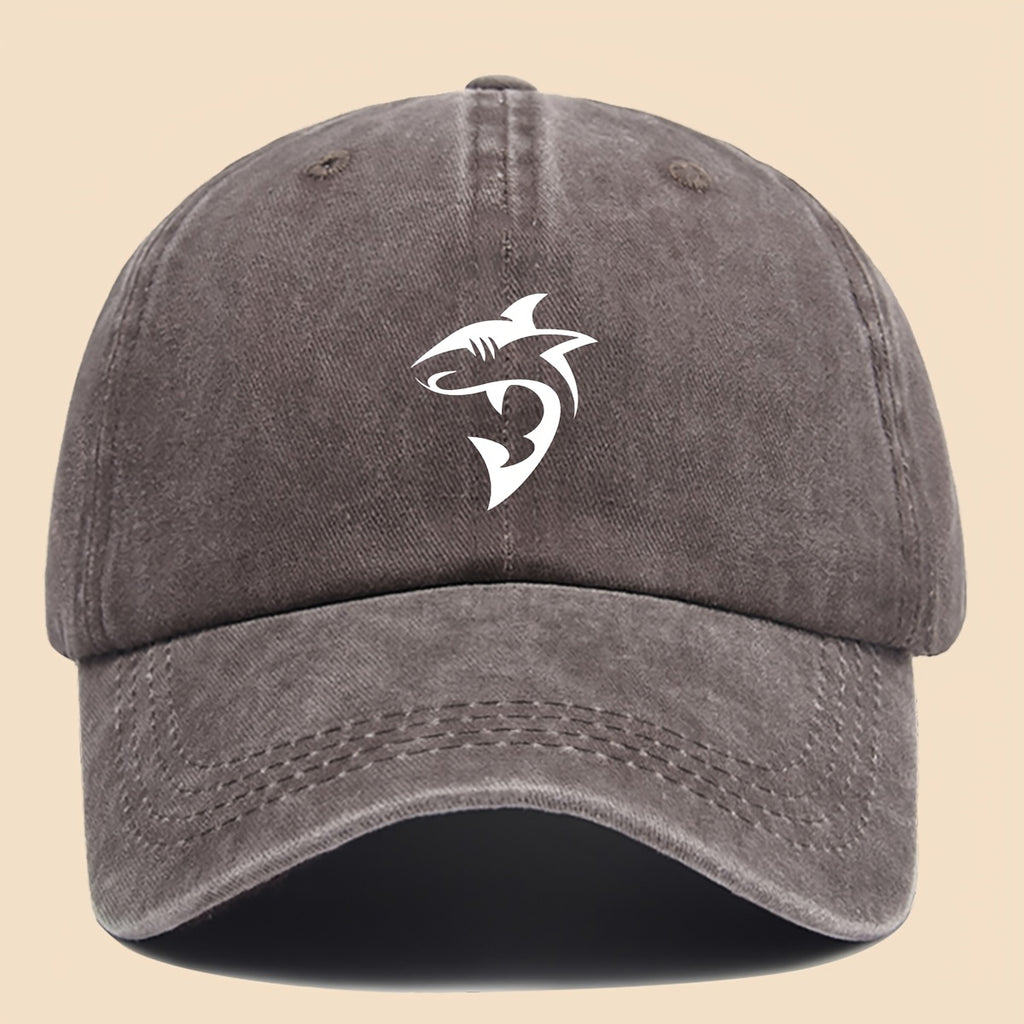 1 Unisex Ocean Theme Baseball Cap with White Shark Graphic Print - Breathable Adjustable Dad Hat for Skateboarding, Hiking, Fishing | Fashion Couple Outdoor Additions, Perfect Gift for Birthdays, Christmas, Halloween, Thanksgiving (Black)