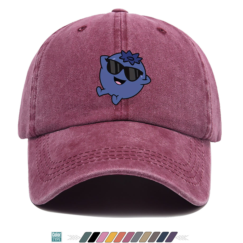 1pc Cartoon Blueberry Pattern Baseball Cap, Fun Sunglasses Flower Decoration, Comfortable And Breathable Sun Hat, Fashionable Cute Unisex Adjustable Dad Hat, Outing Hat, Best Friend Shopping Hat, Suitable for Picnics, Amusement Parks, Hiking