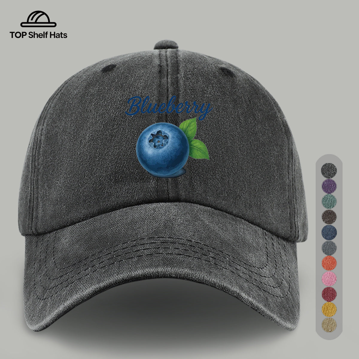 1pc Blueberry-Themed Realistic Fruit Print Baseball Cap, Comfortable And Breathable Sun Hat, Fashionable Easy And Aesthetic Unisex Baseball Cap, Adjustable Size, Trucker Cap, Beach Vacation Hat, Suitable for Outdoor Picnics, Camping, Shopping