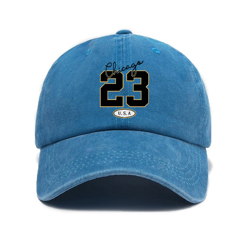 Fashionable, Simple, and Versatile Trendy Number 23 Print Washed Distressed Soft-top Sun- Baseball Cap, Unisex Hat