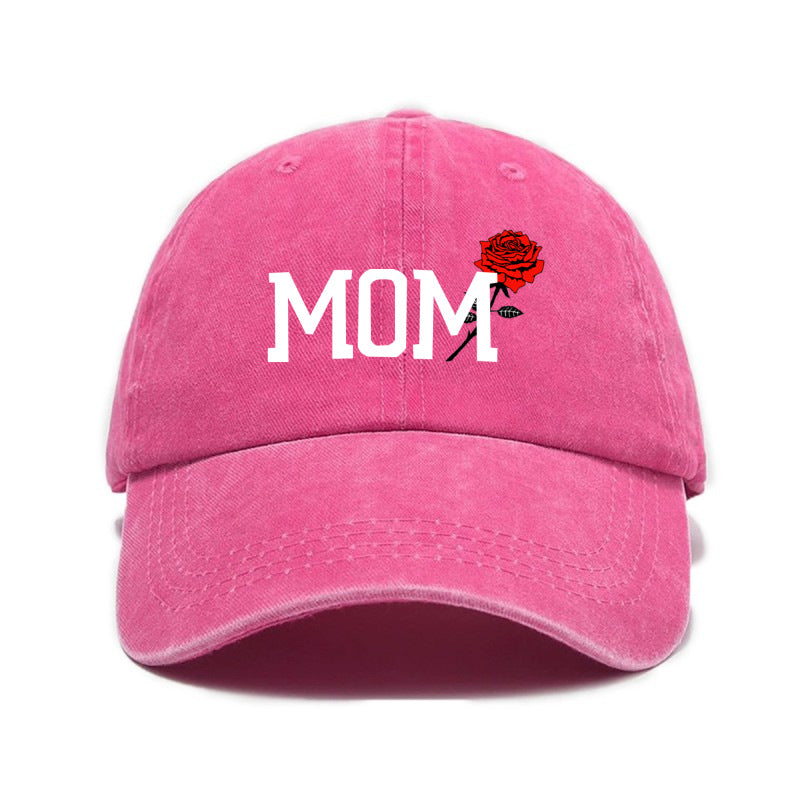 1 Top Water Washed Old Printed Baseball Cap Adult Casual Versatile Retro Old Style MOM Printed Water Washed Soft Top Baseball Cap Unisex Sun Hat