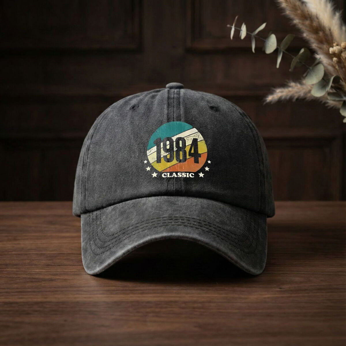 1984 Classic-Inspired, '1984 Classic' Text Color Design Vintage Washed Distressed Duckbill Cap Unisex Outdoor Baseball Cap Adjustable Washed Vintage Style Lightweight Breathable Golf Cap