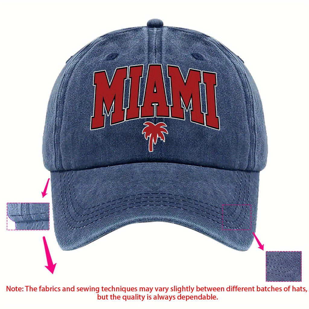 A MIAMI-themed Baseball Cap with Fun Prints, Available in Multiple Colors and with Adjustable Size---sxm