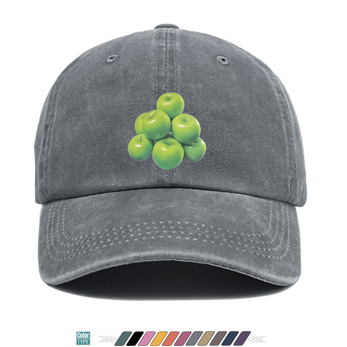 1pc Green Apple Print Baseball Cap for Men & Women - Adjustable Unisex Hat with Stacked Apple, Suitable for Outdoor, Travel, Parties, Casual Wear - Fresh, Holidays, Anniversaries - Apple-Themed Cap