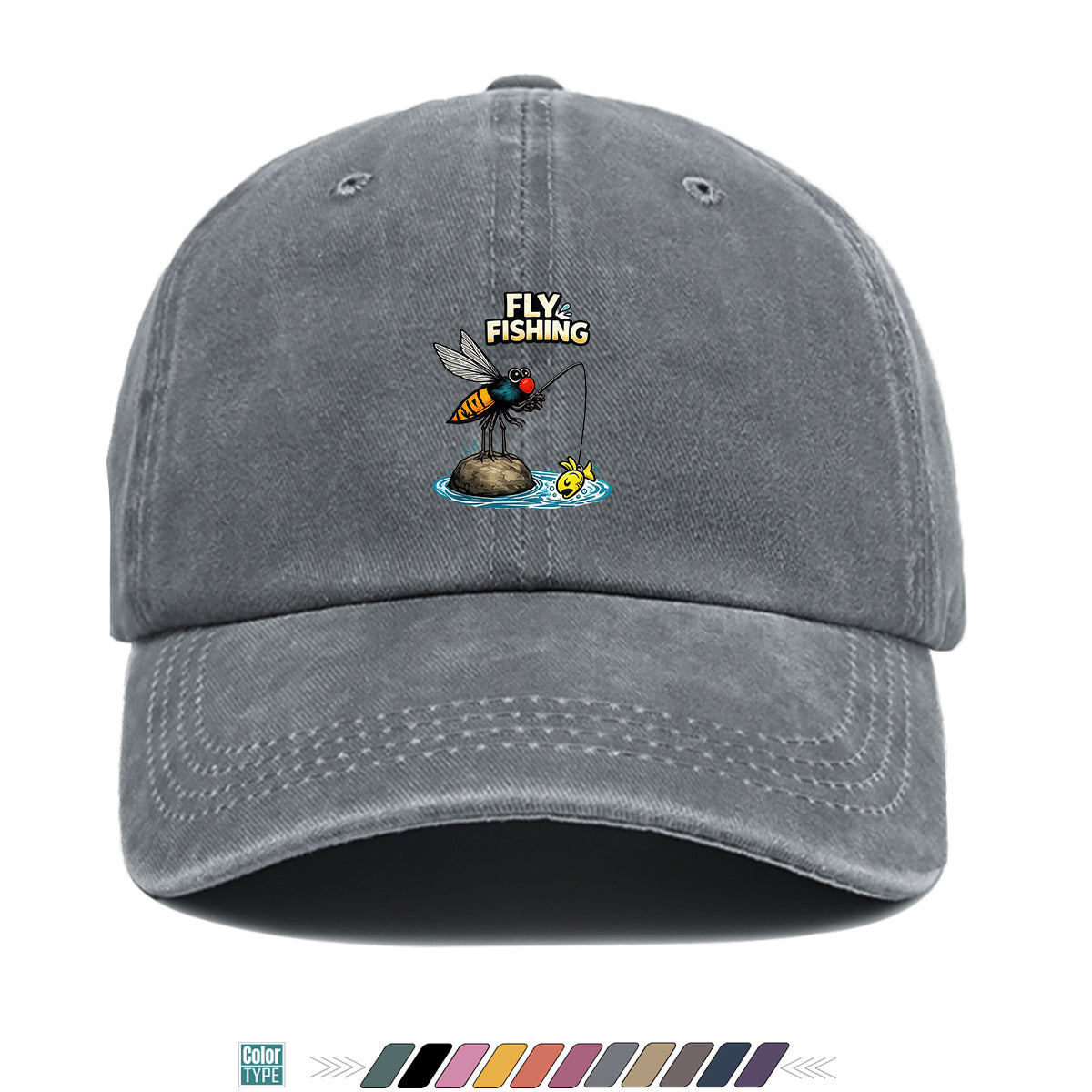 1pc Fun Insect Fishing Print Baseball Cap, Trendy Cartoon Pattern, Comfortable and Breathable Sun Hat, Stylish and  Unisex Design, Adjustable Size, Casual Streetwear Hat, Outdoor Fishing Hat, Travel and Vacation Hat, Versatile for Daily Outings