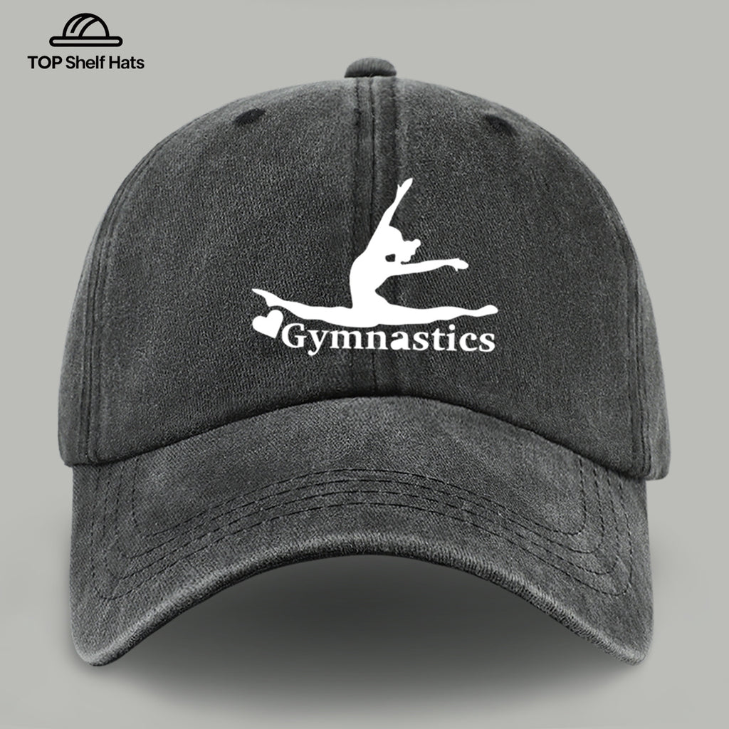 1pc "Gymnastics" Printed Baseball Cap with Gymnastics Pattern Design, Lightweight, Comfortable, and Breathable. Adjustable Size, Perfect Valentine's Day Gift for Partners. Casual Wear Accessory for Men and Women, Ideal for Outdoor Activities. Sun Hat