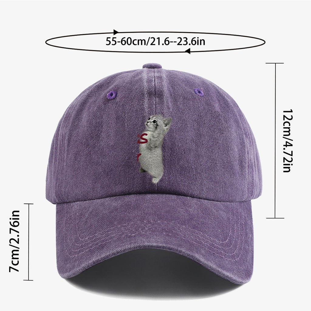 1pc "YES SIR" Text and Cute Kitten Print Baseball Cap, Unisex, Slimming Fit. Fashionable Casual Style, Adjustable Size. Suitable for Daily Outings, Shopping, Parties, Travel, and Outdoor Activities. Versatile and Practical, a Thoughtful Gift