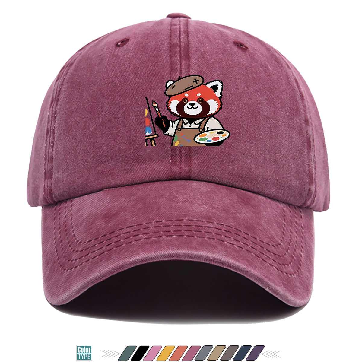 1pc Little Panda Painter Cap - Cute Panda & Brush Print Baseball Hat, Adjustable Duckbill Suitable for Outdoor Sketching, Museum Visits, Travel - Unisex for Men & Women, Creative Gift for Artists,, Birthday Present