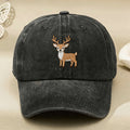 Cute Deer Embroidered Vintage Washed Baseball Cap for Men Women Casual Street Style Outdoor Anniversary Gift