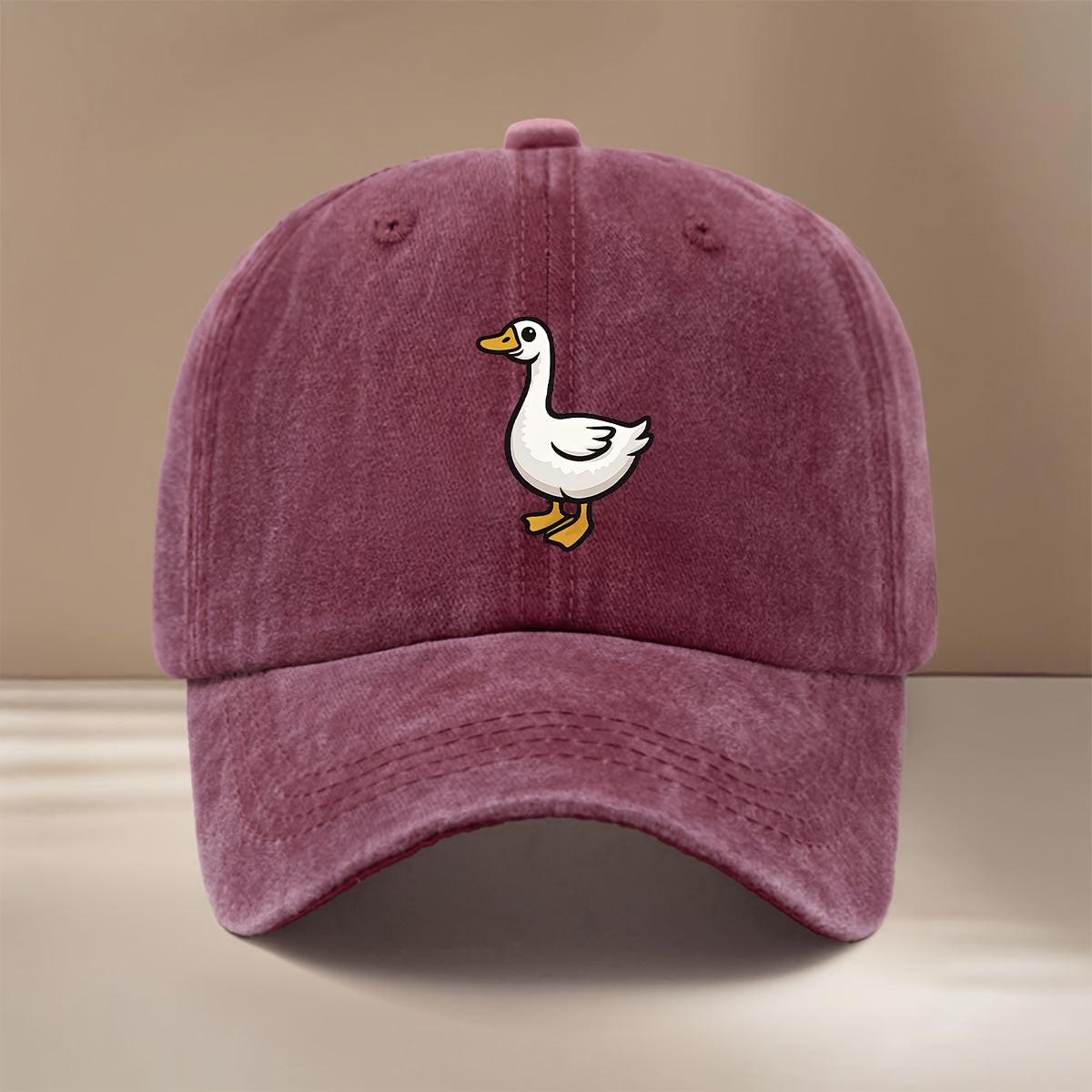 This Is a Baseball Cap Featuring a Flat Design of a Cartoon Goose, Suitable for All Seasons with an Adjustable Size. It'S a Trendy, Lightweight Duckbill Hat for Both Men And Women, Perfect for Outdoor Sports, Gatherings