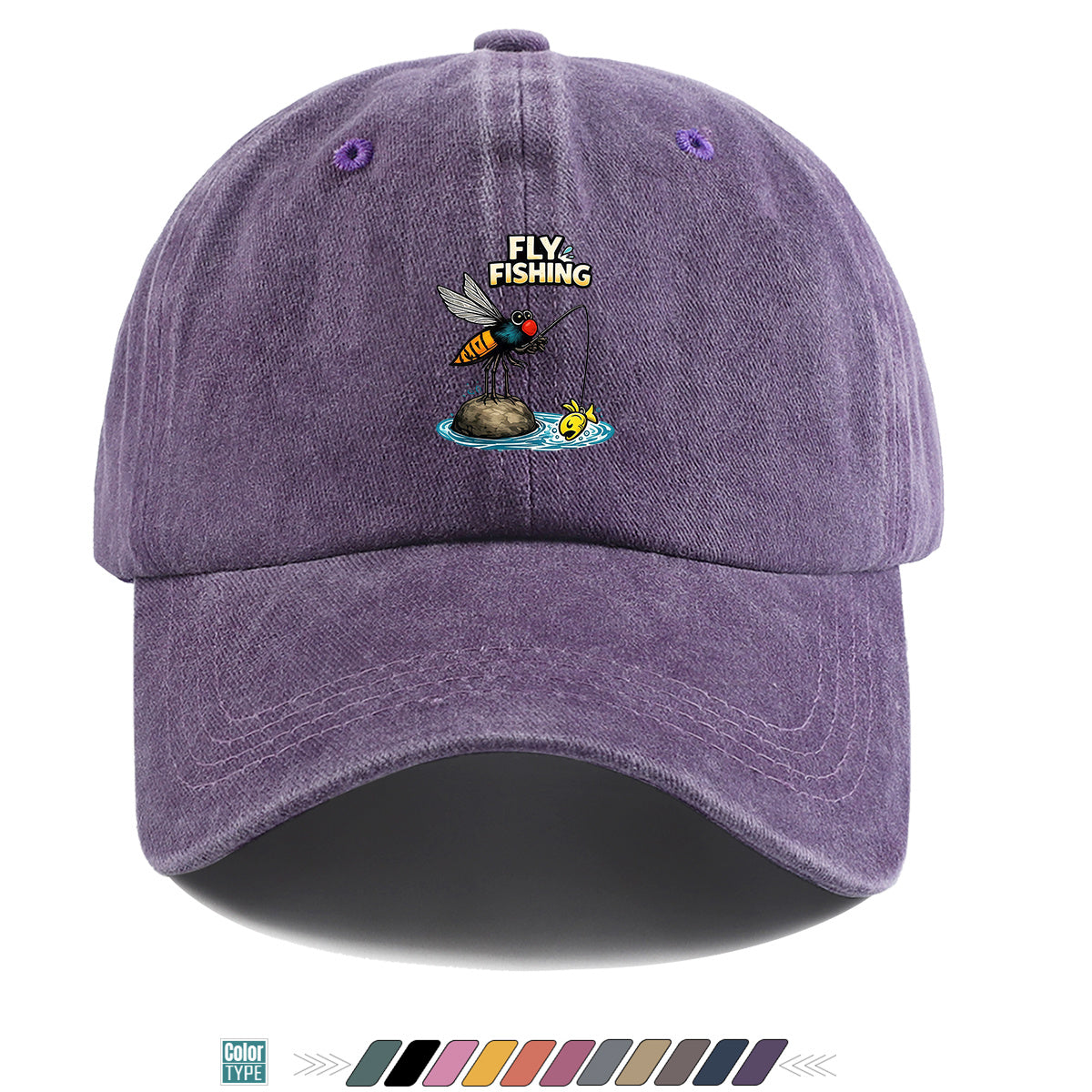 1pc Fun Insect Fishing Print Baseball Cap, Trendy Cartoon Pattern, Comfortable and Breathable Sun Hat, Stylish and  Unisex Design, Adjustable Size, Casual Streetwear Hat, Outdoor Fishing Hat, Travel and Vacation Hat, Versatile for Daily Outings