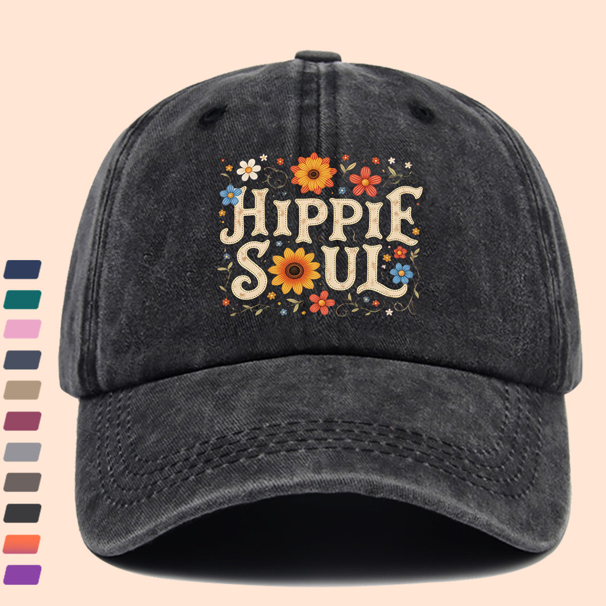 1pc 1pcs Hippie Soul Vintage Baseball Cap & Duckbill Sun Hat - Adjustable Unisex Retro Hat with Duckbill Cap, Suitable for Outdoor, Music Festivals, Travel, Daily Wear, Gift for Men & Women, Youth Street Fashion Accessory