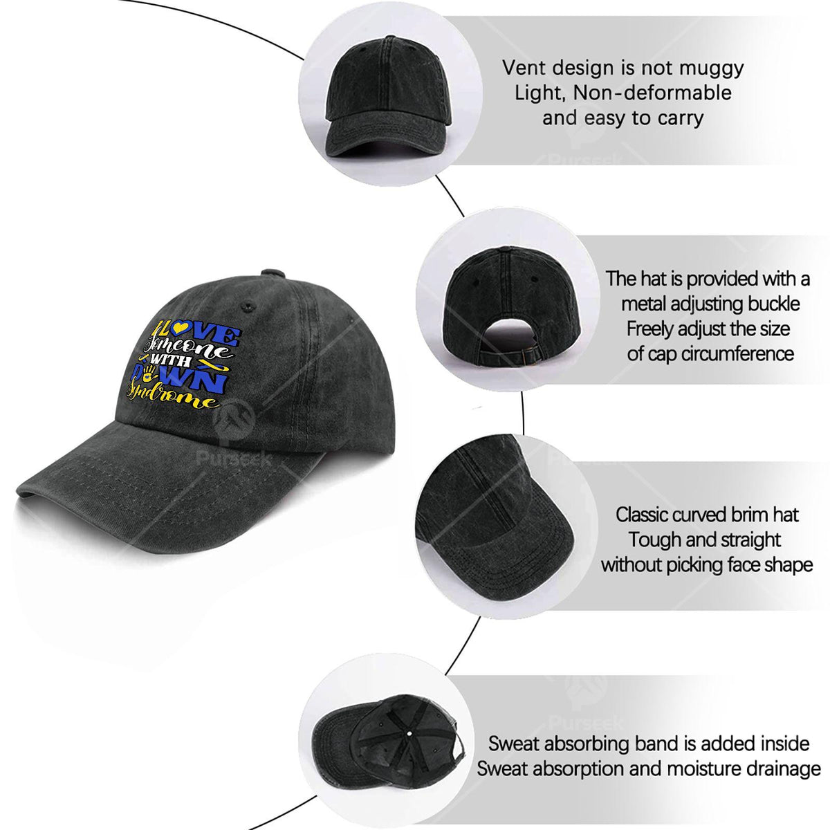Unisex Baseball Featuring a Blue And Yellow Ribbon for Down Syndrome Awareness