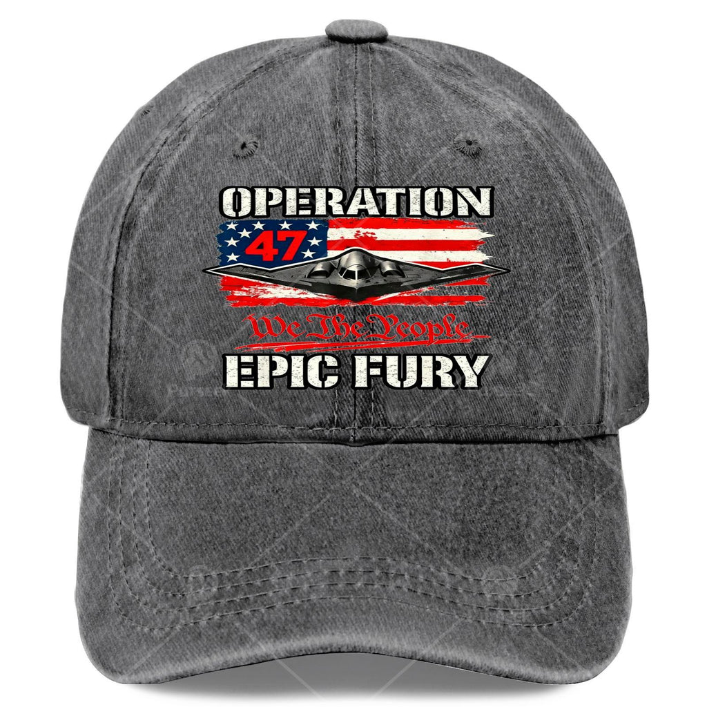 Unisex Vintage Washed Baseball Featuring The American Flag And Epic Fury Designs