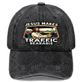 Jesus Makes Traffic Bearable Baseball - Retro Full-Body Print, Lightweight Low-Profile Unisex Hat Suitable for Christmas, Games, 4th of, Casual Wear & Religious Gifts