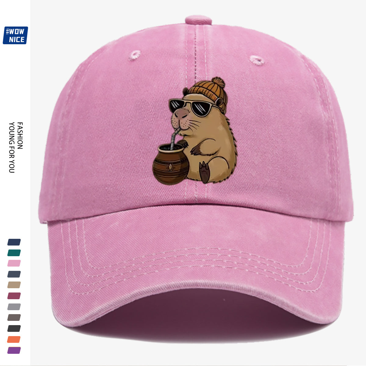 1pc Groundhog Wearing Sunglasses And Hat Drinking Beverage Fun Print Baseball Cap Unisex Slimming Fashion Casual Adjustable Size Daily Outing, Party, Travel, Shopping, Outdoor Activities All-Match Hat Holiday Birthday Gift Best Choice