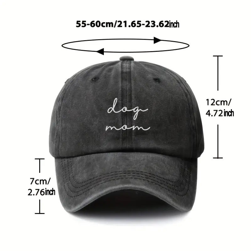 1pc, Adjustable Baseball Cap with "Dog Mom" Print, Made of Lightweight Polyester with Printed Design. Suitable for Outdoor Sports and Camping Enthusiasts, a Popular Couple's Hat, Golf Hat, Trucker Hat, Stylish Baseball Cap, Sun Hat, Casual Hat