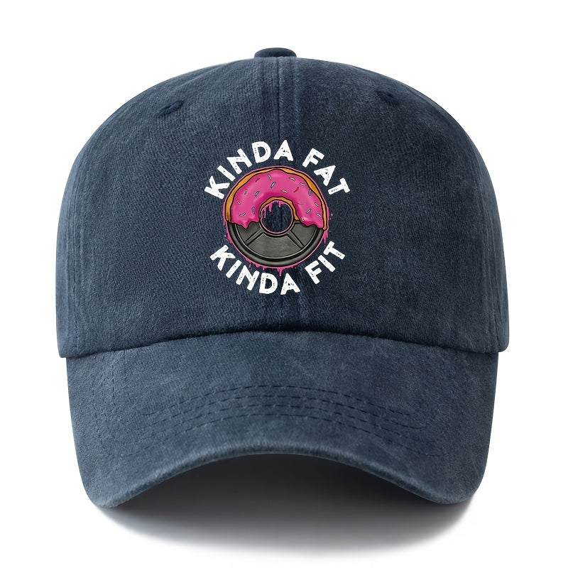 A Unisex Fashionable and Versatile Printed Donut Barbell Baseball Cap, Featuring a Classic Vintage Washed Outdoor Lightweight Curved Brim. This Trucker Baseball Cap Is Suitable for Casual Occasions Such as Outdoor Vacations, Travel, and Camping