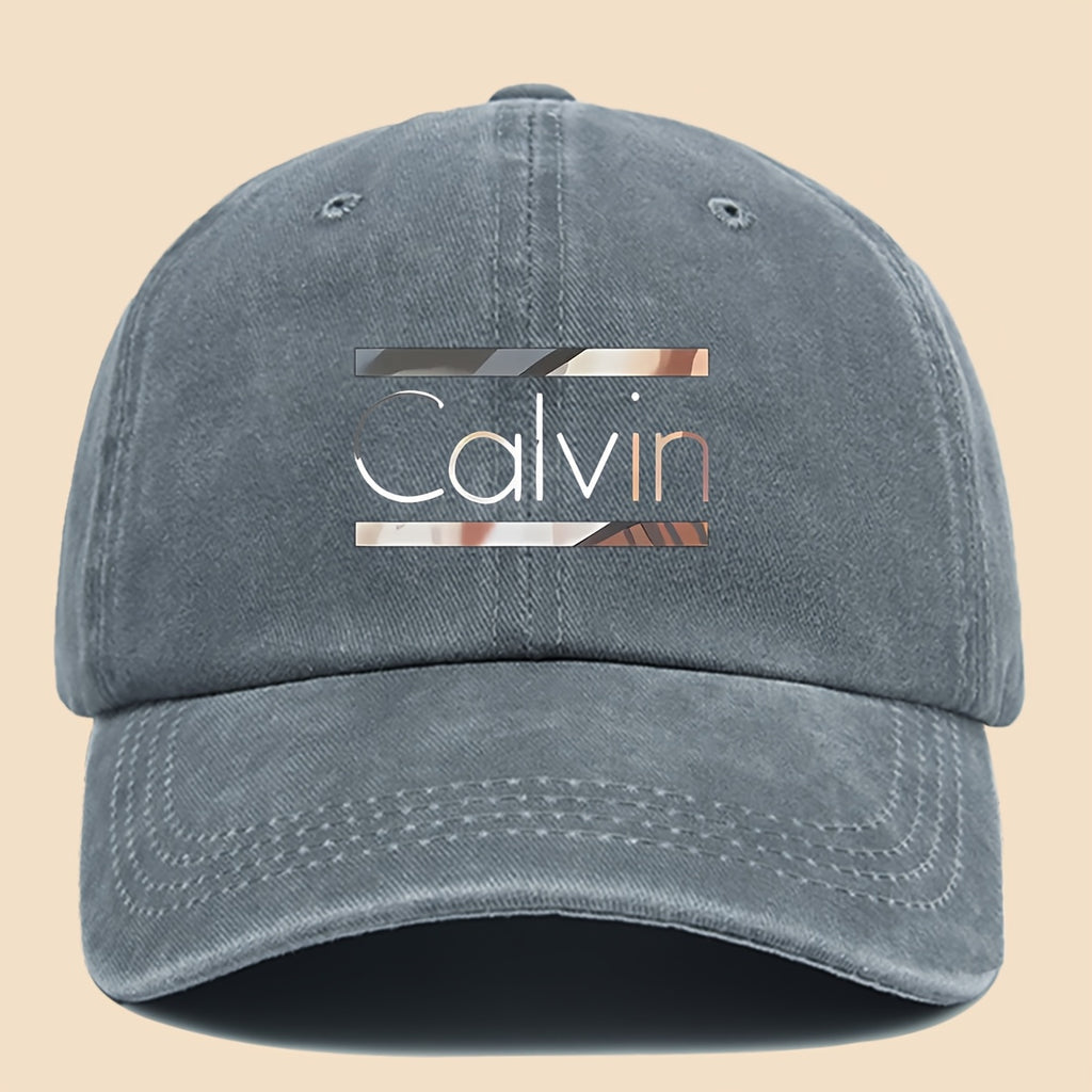 1pc 'Calvin Graphic Washed Baseball Cap - Unisex Streetwear Soft Hat, Suitable for Outdoor Adventures, Breathable Casual Sports Design, a Fashionable Accessory for All Seasons, Perfect Gift for Cycling, Fishing, And Hiking.'