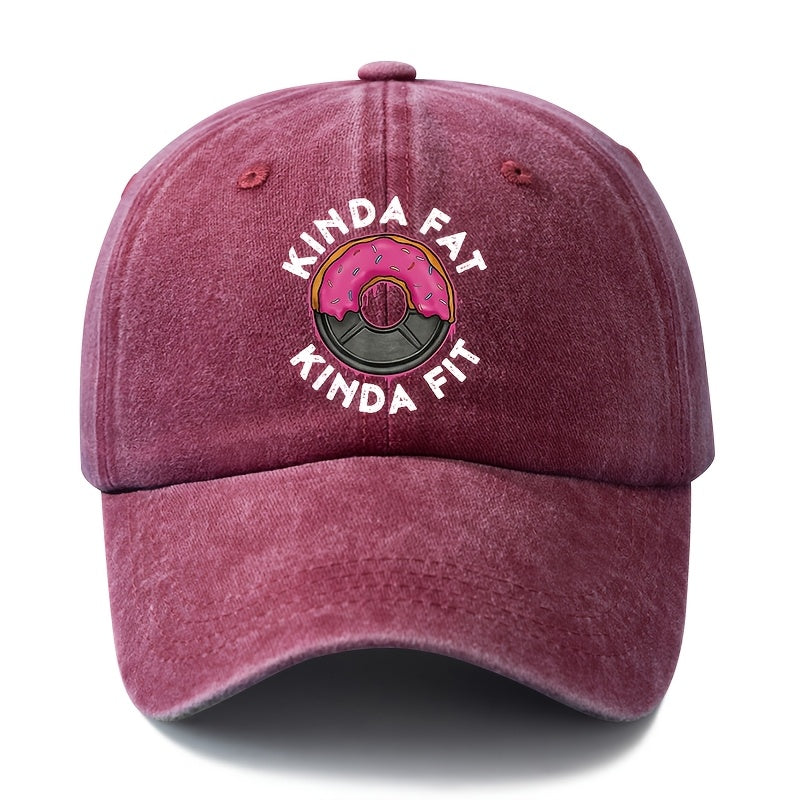 A Unisex Fashionable and Versatile Printed Donut Barbell Baseball Cap, Featuring a Classic Vintage Washed Outdoor Lightweight Curved Brim. This Trucker Baseball Cap Is Suitable for Casual Occasions Such as Outdoor Vacations, Travel, and Camping