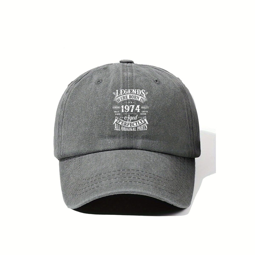 1974 S Mark Vintage Washed Distressed Baseball Cap - Adjustable Retro Unisex Golf & Outdoor Hat, Lightweight Breathable Suitable for Golf, Casual Wear, Machine Washable with Iconic 1974