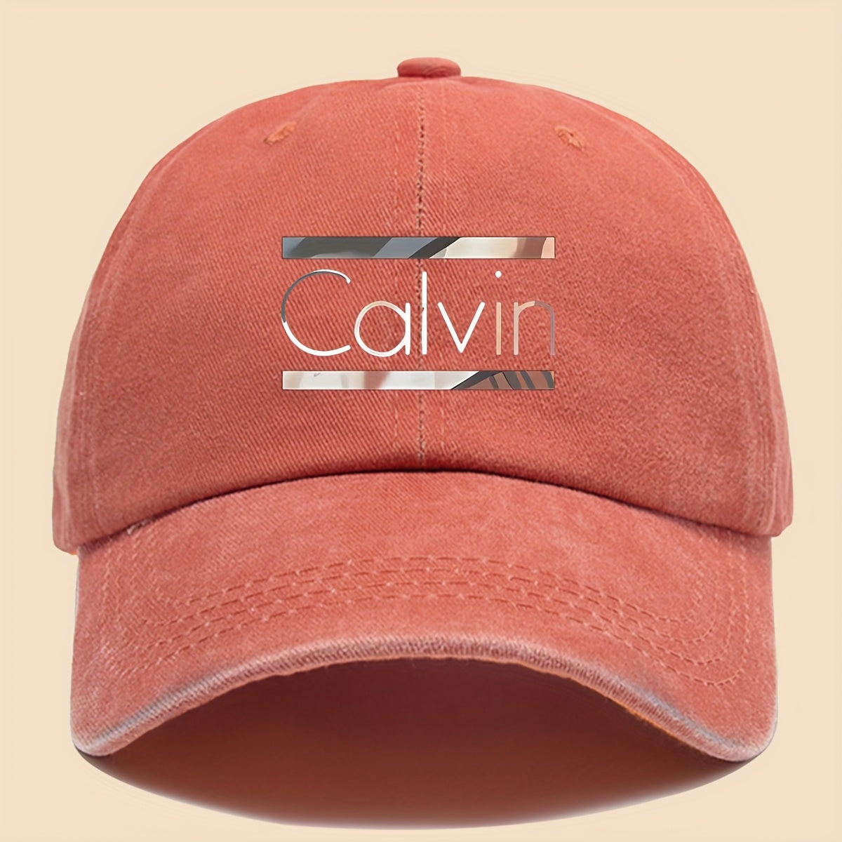 1pc 'Calvin Graphic Washed Baseball Cap - Unisex Streetwear Soft Hat, Suitable for Outdoor Adventures, Breathable Casual Sports Design, a Fashionable Accessory for All Seasons, Perfect Gift for Cycling, Fishing, And Hiking.'