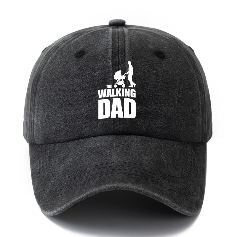 Unisex Fashion Versatile Printed WALKING DAD Baseball Cap, Classic Retro Washed Outdoor Lightweight Curved Brim Hat, Trucker Cap, Suitable for Outdoor Vacation Travel Camping And Casual Occasions, Holiday Party Hip-Hop Hat