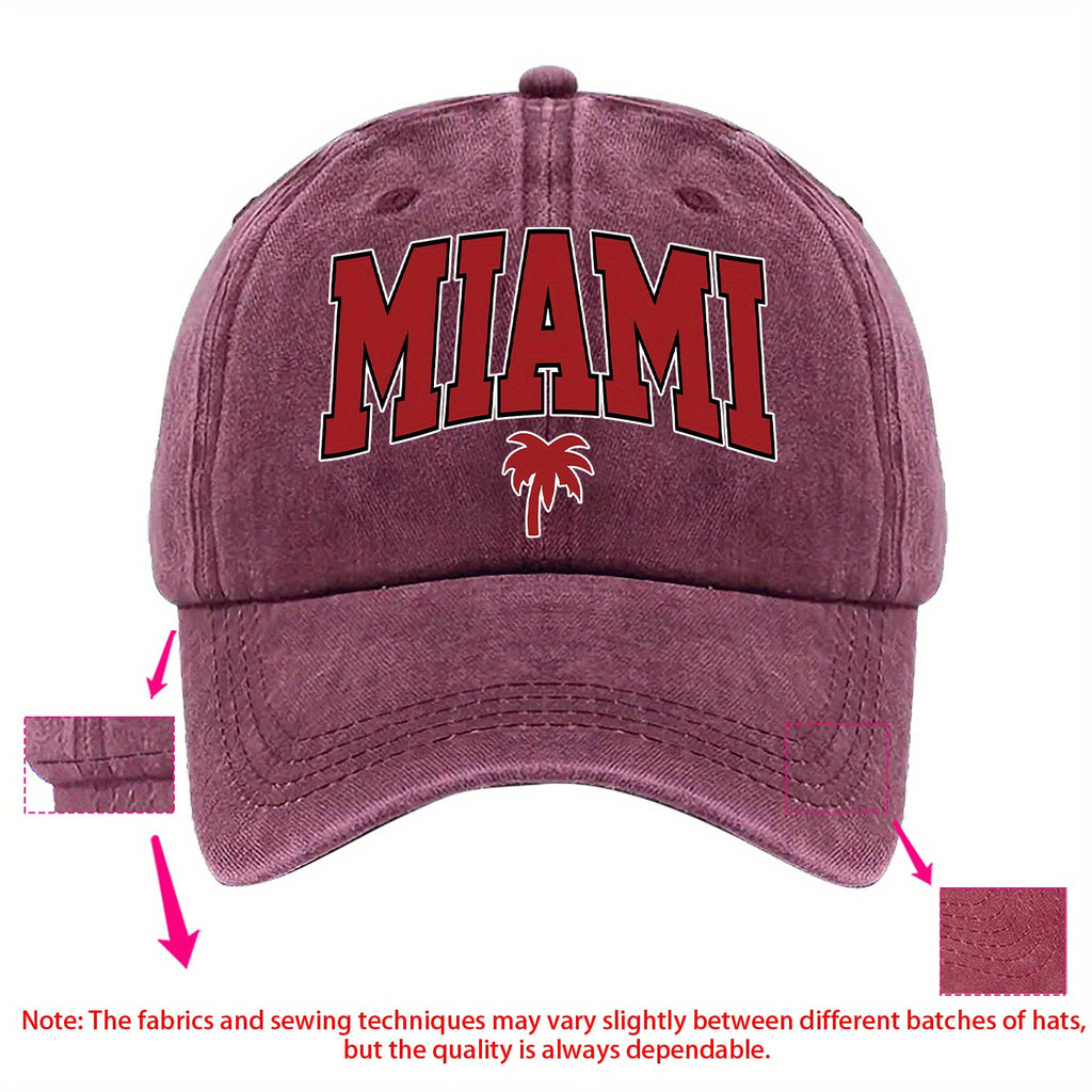 A MIAMI-themed Baseball Cap with Fun Prints, Available in Multiple Colors and with Adjustable Size---sxm