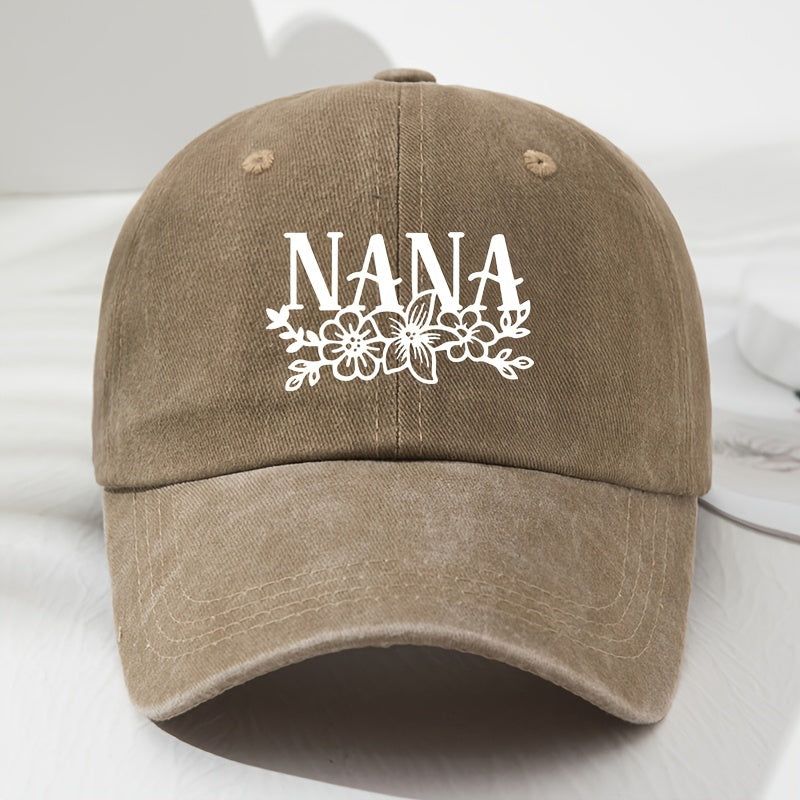 Unisex Trendy NANA Embroidered Baseball Cap Retro Versatile Casual Hat Breathable Comfortable Adjustable Sun Hat Outdoor Sports Fishing Hat Lightweight Easy to Wash
