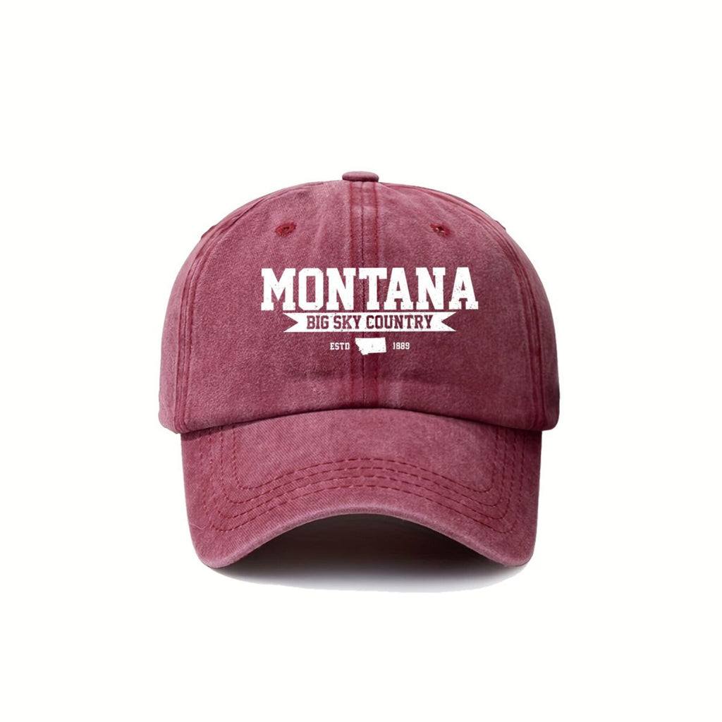 Montana Travel Inspired Big Sky Country Text Design Summer Breathable Universal Trucker Hat Men's Outdoor Fishing Sun Hat Women's Sports Running Printed Baseball Cap Trendy