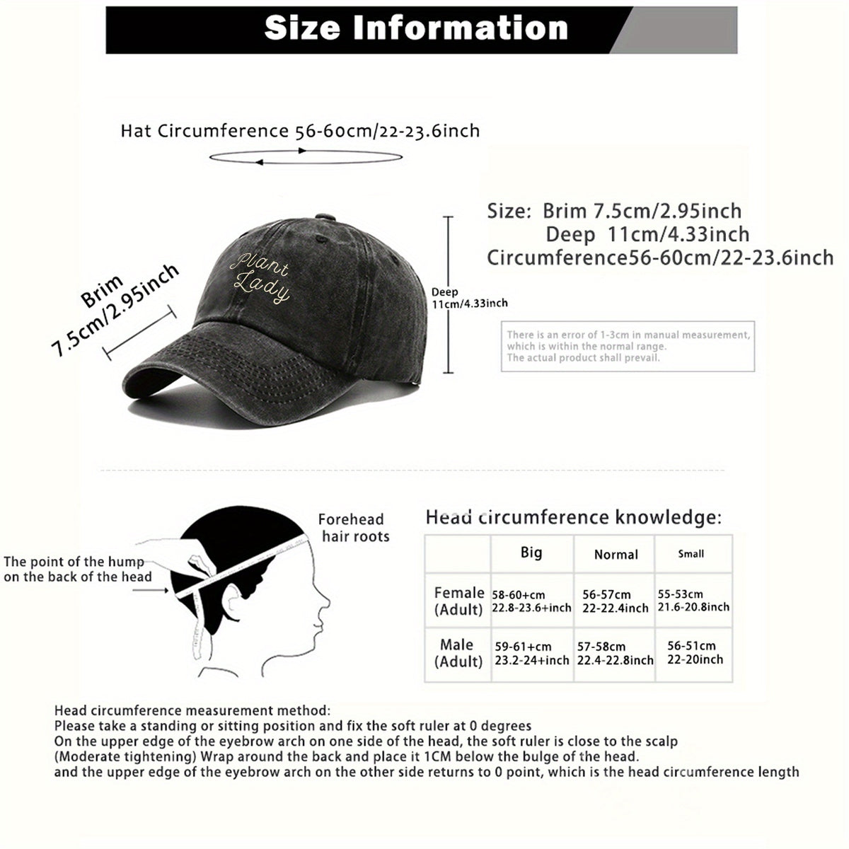 PLANT LADY Baseball Cap | Vintage Washed Soft Breathable Adjustable Dad Hat, Suitable for Women and Men, Gardening Outdoor Casual Unisex Hat, Perfect Gift for Plant Enthusiasts, Durable Headwear, Fashionable Headscarf, All-season Wear