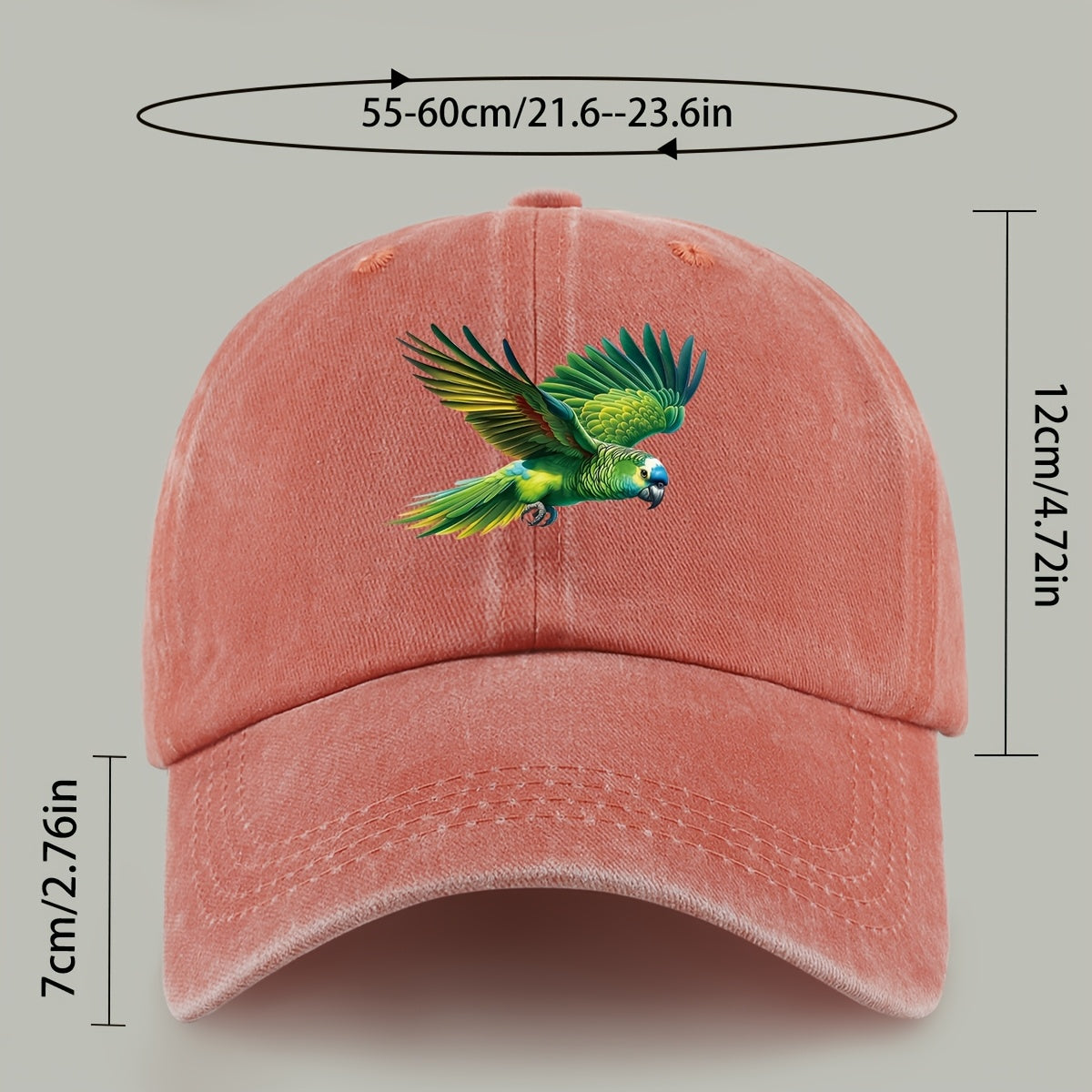 1pc Fashionable Trendy Green Parrot Pattern Design Printed Baseball Cap, Lightweight Comfortable Breathable Adjustable Size, Black PAPA Truck Driver Retro Dad Hat, Mom Beach Vacation Sun Hat, Youth Couple Outdoor Skate Cap