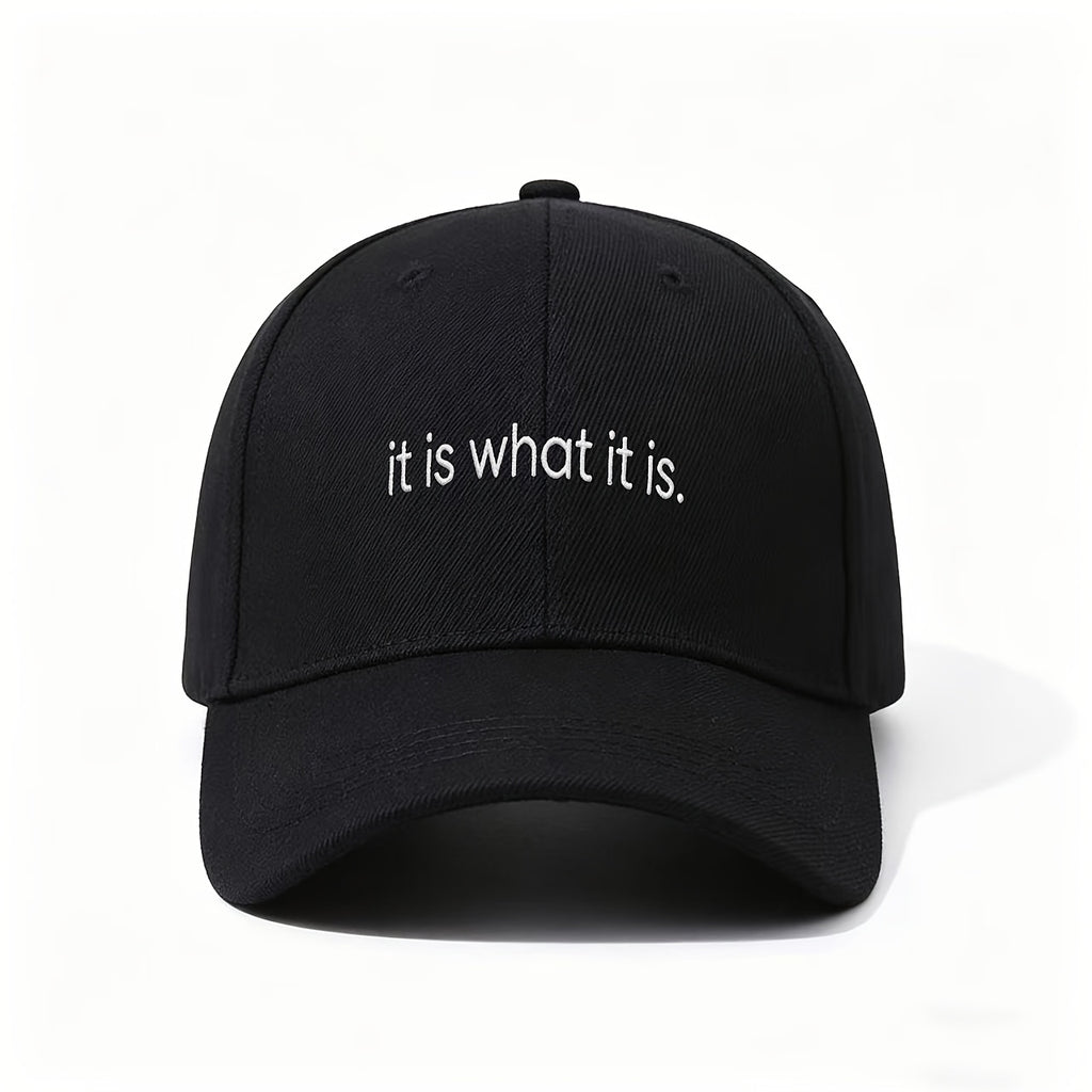A Neutral Style "Let It Be" Baseball Cap, Adjustable Flat-brim Cap with a Simple and Calm Quote, Is an Excellent Gift for Those Who Appreciate a Leisurely, No-nonsense Atmosphere. It's a Casual and Easy-to-understand Statement Cap, Perfect for Lazy D