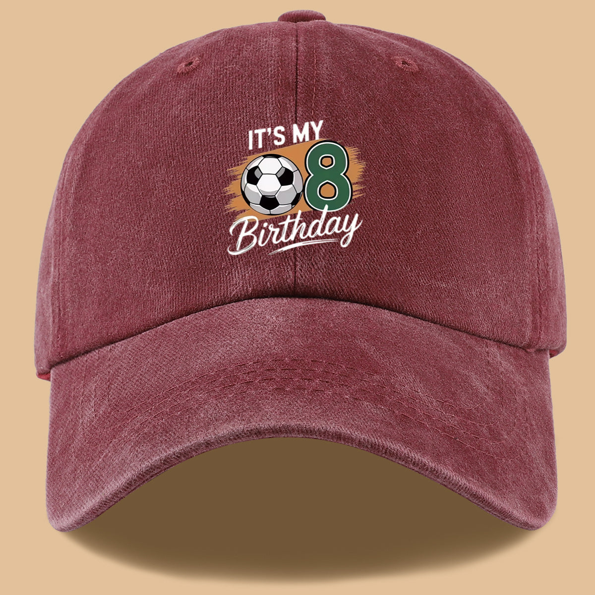 1pc Soccer-Themed Fun Number "8" Design Printed Baseball Cap, Comfortable and Breathable Sun Hat, Stylish and Simple, Unisex Baseball Cap with Adjustable Size, Trucker Hat, Beach Vacation Hat, Suitable for Outdoor Fishing, Cycling, Camping