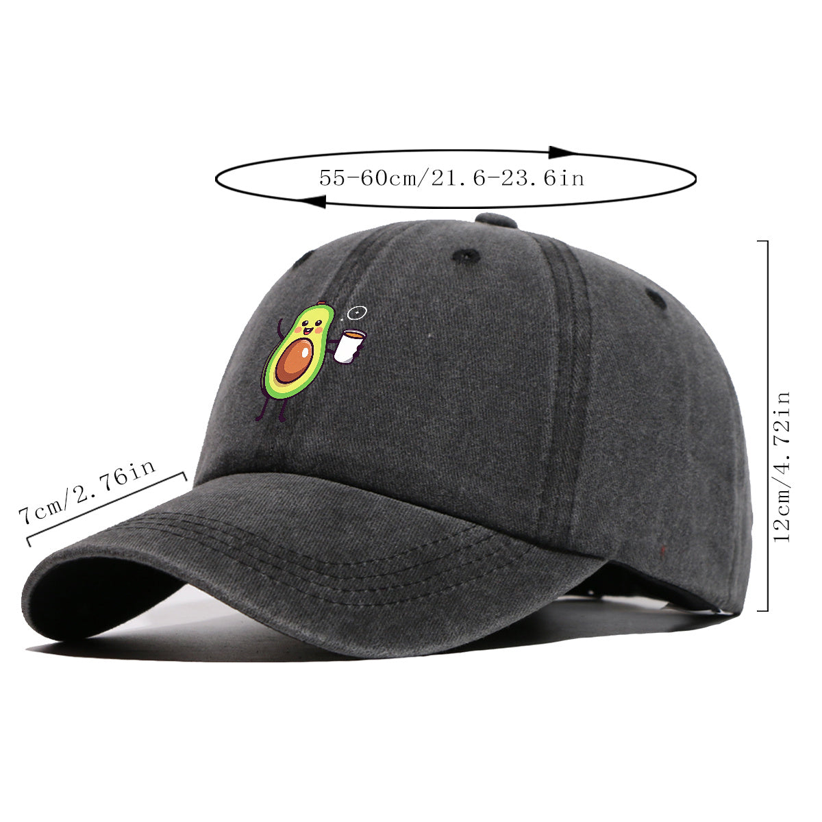 1pc Avocado Cartoon Print Baseball Cap Cute Smiling Fruit Pattern Sun Hat Fashionable Fun Sunshade Hat Unisex Adjustable Duckbill Cap Couple Outing Hat Girlfriend Shopping Hat Outdoor Picnic Hat Beach Vacation Hat Daily Casual Hat Sports Fitness Hat