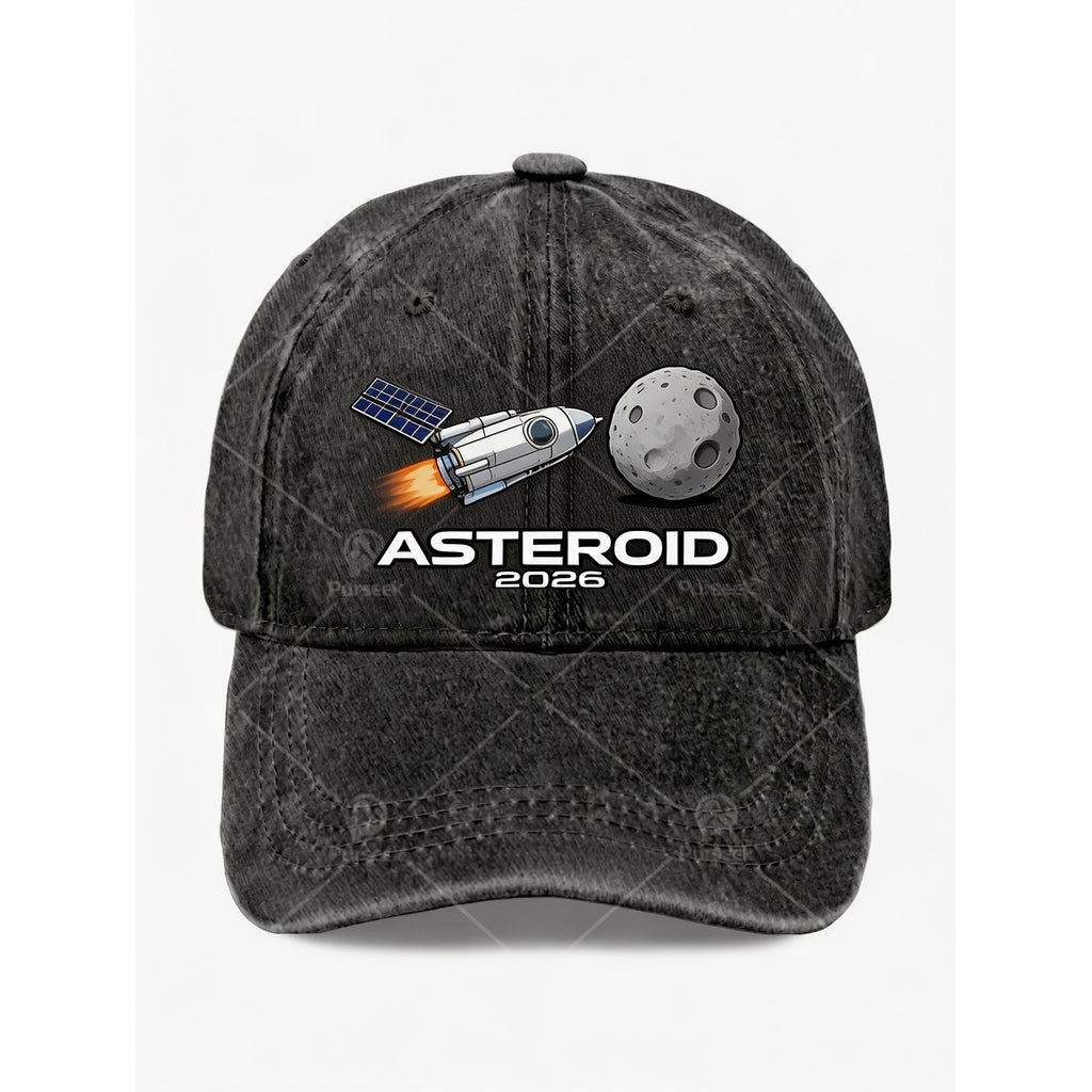 Asteroid Rocket Space Theme Vintage Black Hat for Men Women Cool Casual Street Style Anniversary Gift