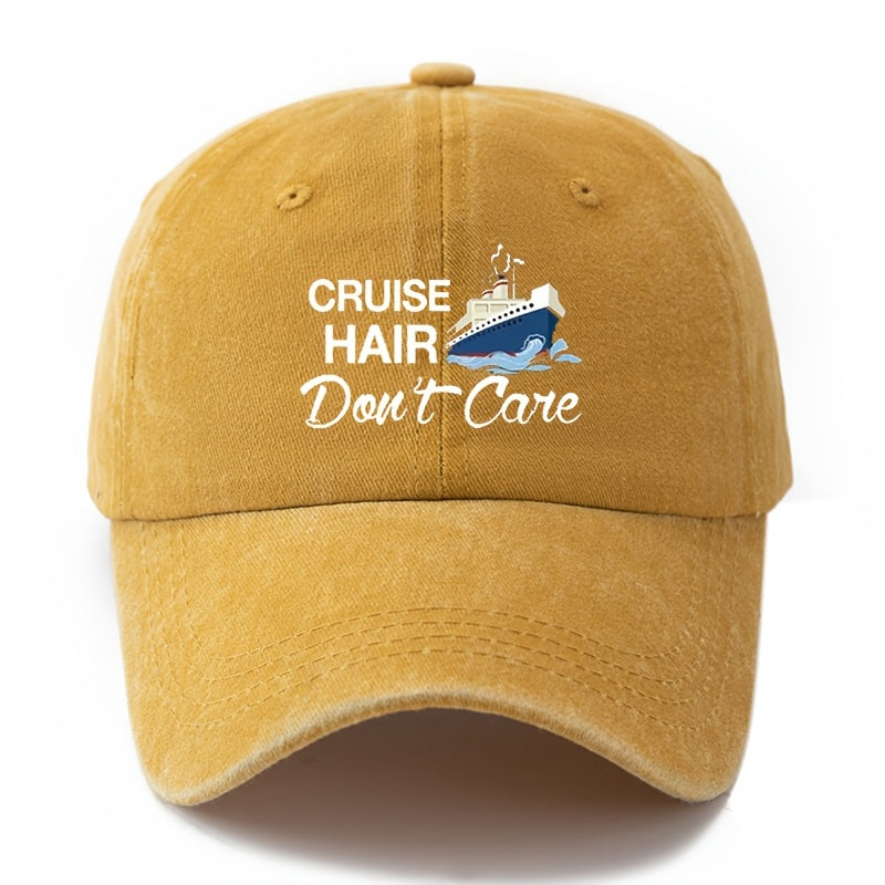 MAKEFGE Unisex Polyester Baseball Cap, Casual Cruise Hair Don'T Care Print, Adjustable Hip Hop Hat with Curved Brim, Outdoor Sports Truck Driver Cap
