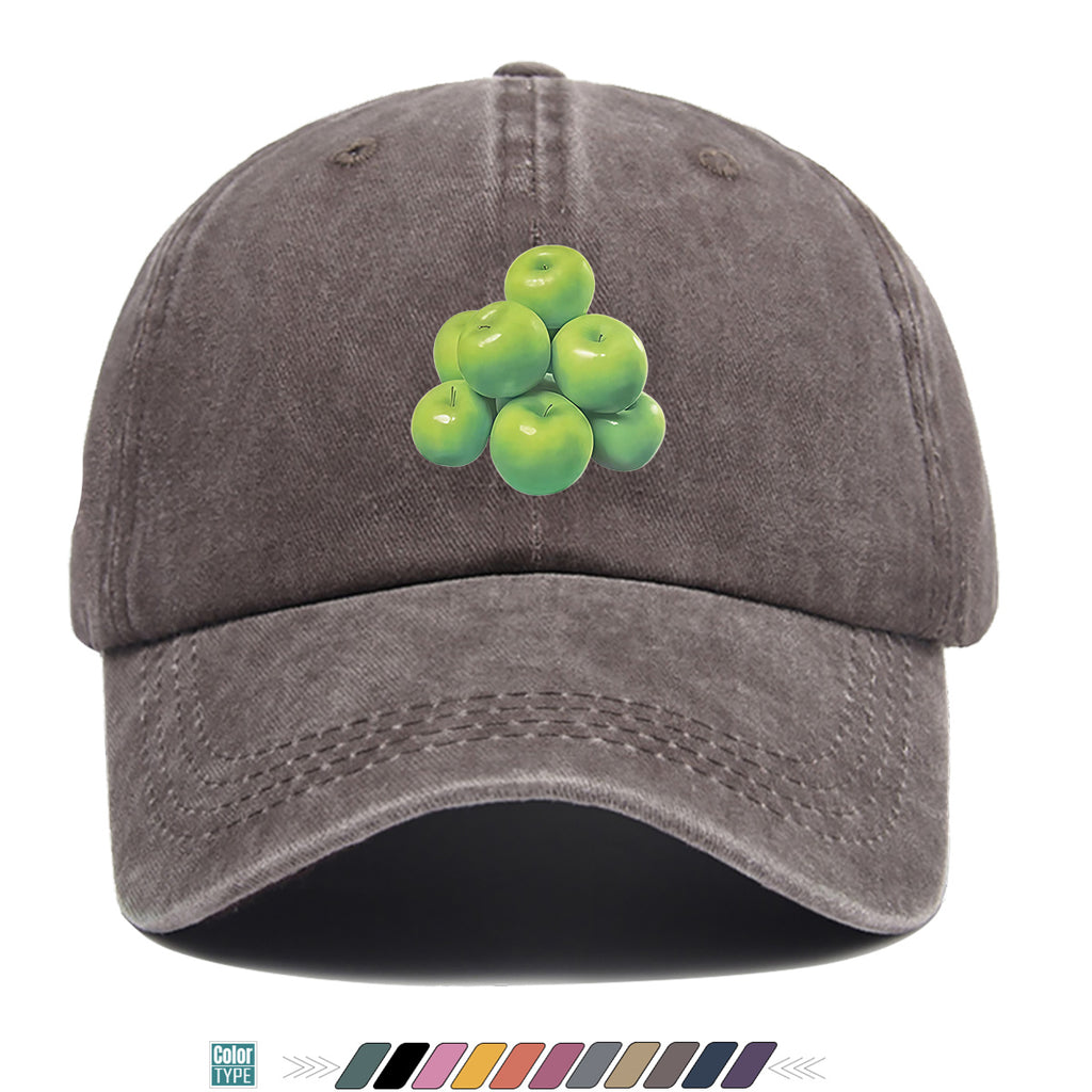 1pc Green Apple Print Baseball Cap for Men & Women - Adjustable Unisex Hat with Stacked Apple, Suitable for Outdoor, Travel, Parties, Casual Wear - Fresh, Holidays, Anniversaries - Apple-Themed Cap