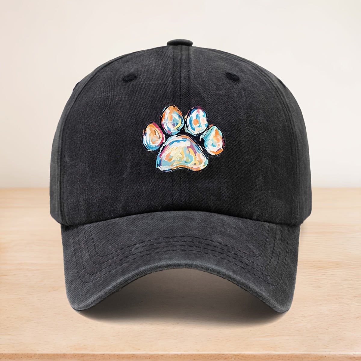 Vintage Duckbill Trucker Cap with Paw Print - Adjustable Baseball Hat Suitable for All- Outdoor, Machine Washable Curved Brim, Unisex for Men & Women, Suitable for Sports, Camping, Dog Walking, Commuting, and Pet-Themed Events