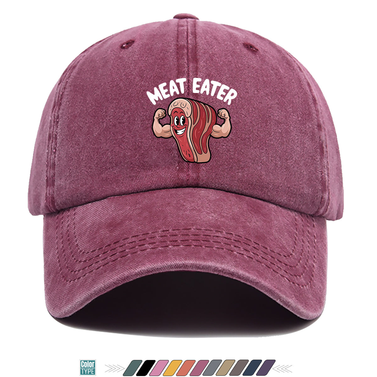 1pc 1pcs Muscle Steak Print Baseball Cap Suitable for Men & Women, Adjustable Duckbill Hat with Steak, Food-Themed Gift for BBQ Parties, Picnic, Outdoor, Casual Wear, Sports Hat for Foodie Friends, Birthday Present
