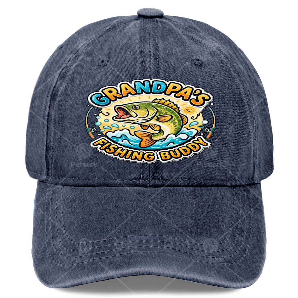 Funny Grandpa Fishing Buddy Bass Fisherman Youth Boys Youth Baseball Hat Unisex