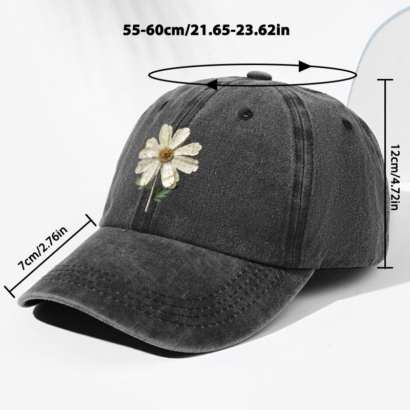 Unisex Floral Print Washed Vintage Baseball Cap Fashion Men Women Sun Hat Adjustable Size Trucker Cap Suitable for All Seasons Daily Wear