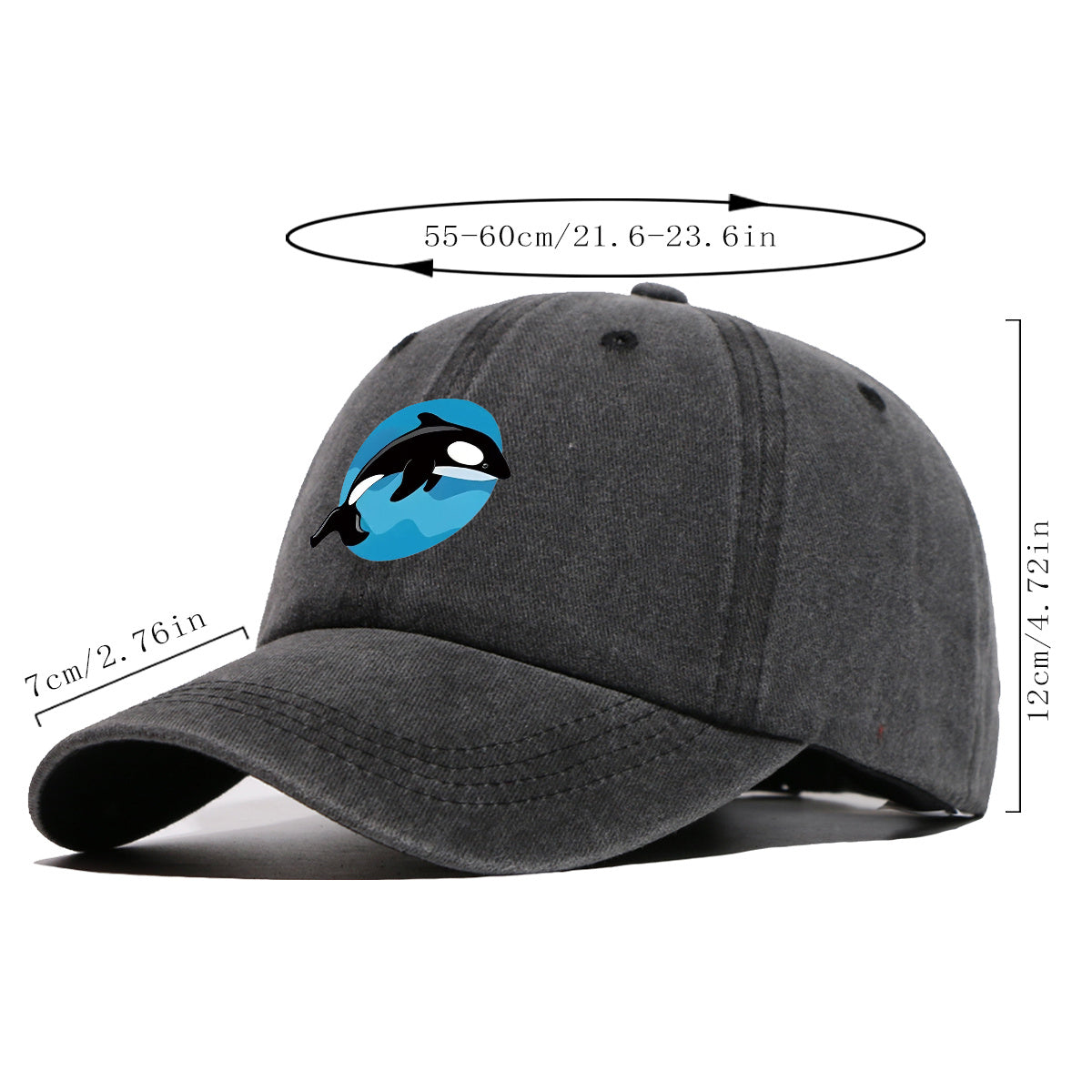 1pc Orca Leaping Over Waves Themed Printed Baseball Cap, Comfortable and Breathable Sun Hat, Stylish, , and Beautiful, Unisex Adjustable Baseball Cap, Casual Street Fashion Hat, Beach Vacation Sun Hat, Suitable for Outdoor Outings, Beach Parties