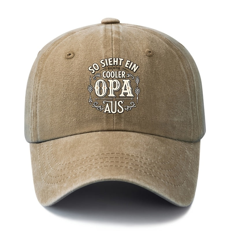 Unisex Fashion All-Match Printed OPA German Style Baseball Cap, Classic Vintage Washed Outdoor Lightweight Curved Brim Hat, Trucker Cap, Suitable for Outdoor Vacation Travel Camping And Casual Occasions, Holiday Party Hip-Hop Hat