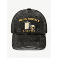 Vintage Whiskey Themed with Whisky & Iconic Label Print - Retro Unisex Hat Suitable for Men & Women, Machine Washable for Parties, Gifts, Casual Wear - Live Free for Themed Events and Everyday Use