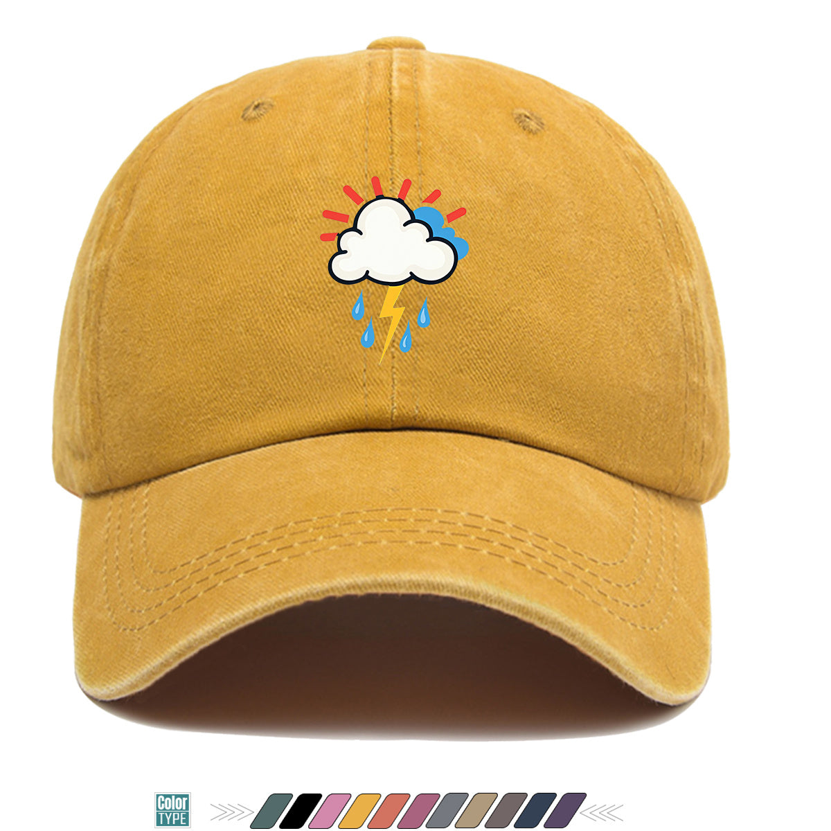 1pc 1pcs Unisex Adjustable Baseball Cap with Cloud Lightning Raindrop Print, Outdoor Sports Hat, Suitable for Daily Wear, Camping, Music Festivals, Cycling, Travel -  Gift for Men & Women, Birthday Present