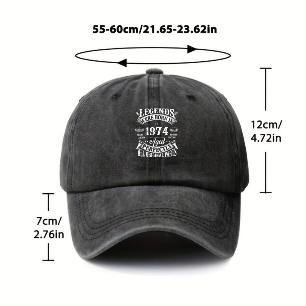 1974 S Mark Vintage Washed Distressed Baseball Cap - Adjustable Retro Unisex Golf & Outdoor Hat, Lightweight Breathable Suitable for Golf, Casual Wear, Machine Washable with Iconic 1974