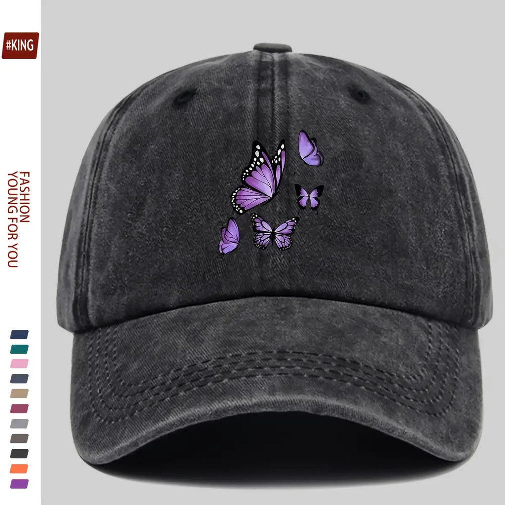 1pc Mother's Day Gift Gorgeous Butterfly Print Baseball Cap Comfortable Breathable Adjustable Size Youth Couple Skateboard Cap Beach Sunshade Seaside Party Travel Suitable for Playing Badminton, Golf, and Other Indoor Sports Suitable as a Birthday Ho