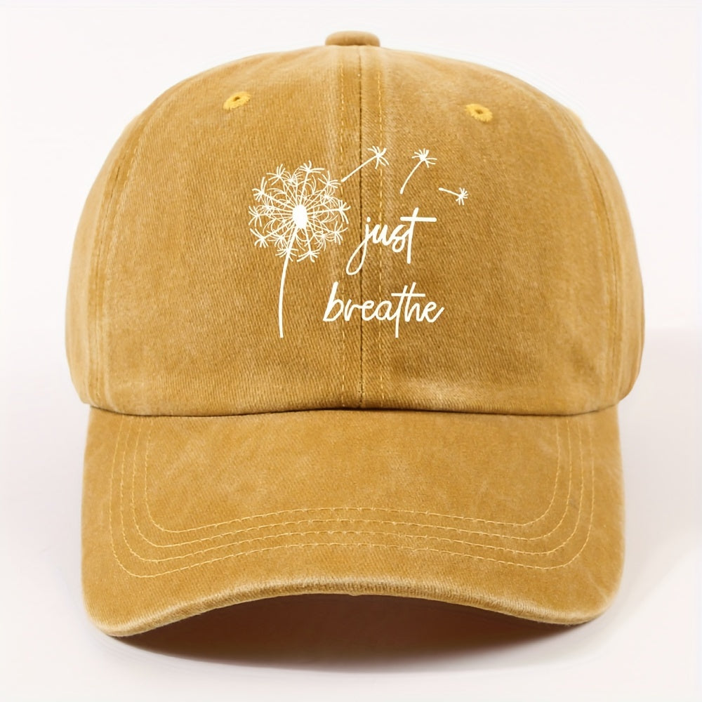 Unisex Retro Dandelion Print Baseball Cap with Curved Brim - Adjustable Dad Hat Suitable for Cycling, Outdoor & Casual Wear - Lightweight All-Season Round Cap (Metal Closure)